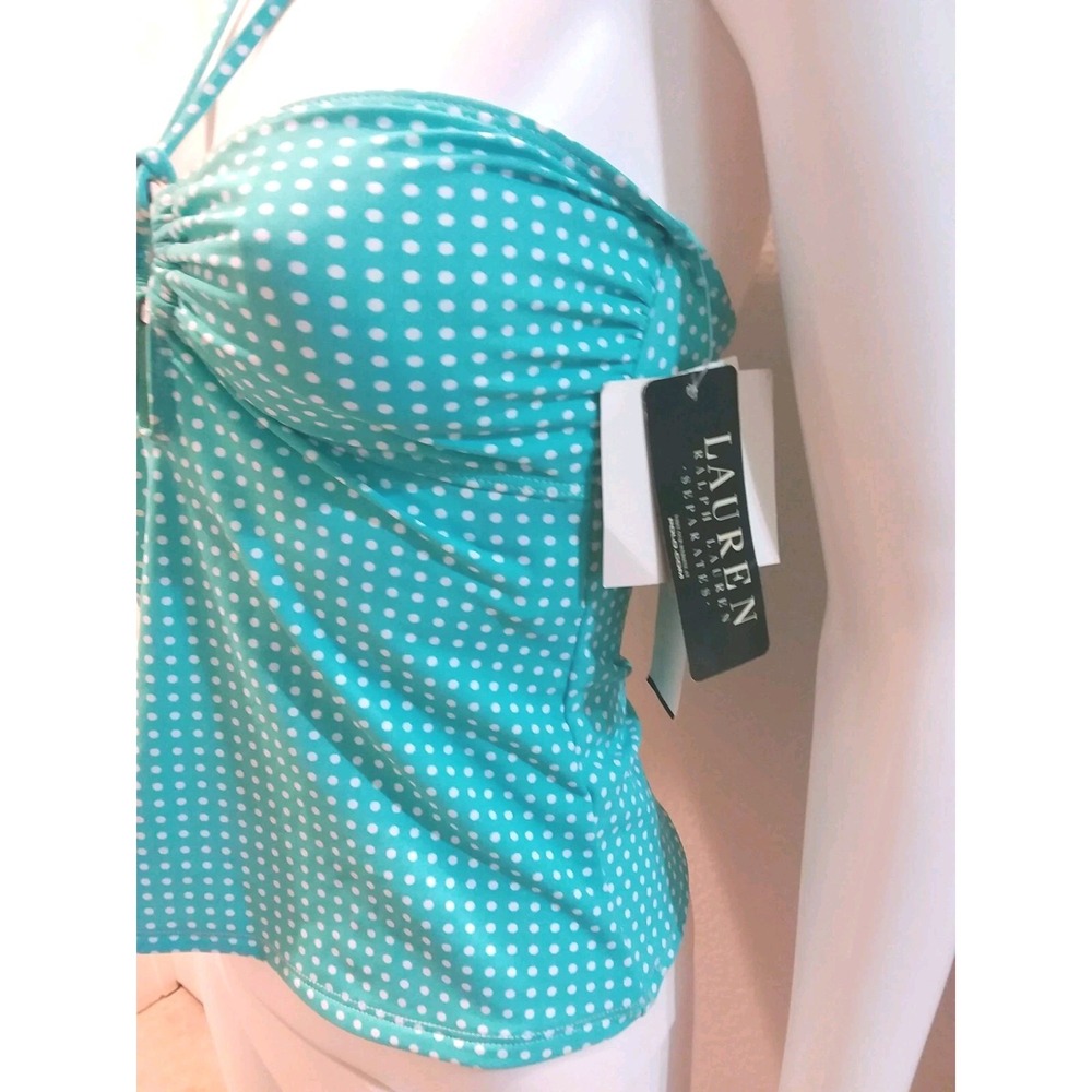 Ralph Lauren Separates Top Womens Size 6 Blue White Polka dots Swim Halter - Picture 5 of 16